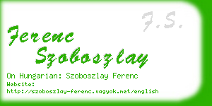 ferenc szoboszlay business card